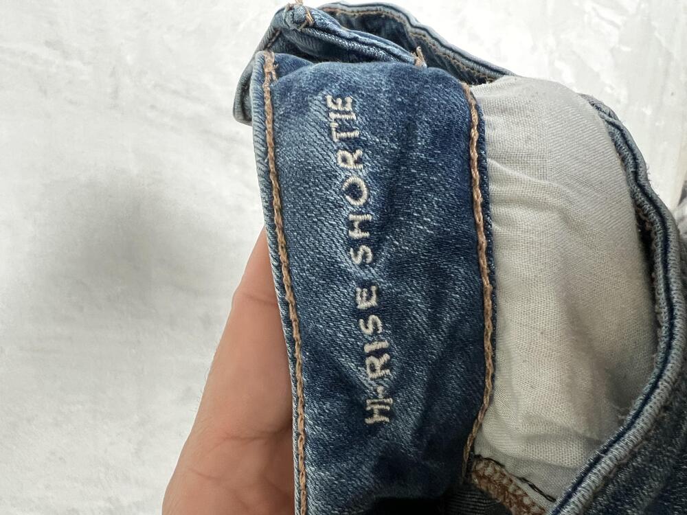 American Eagle Shorts Womens 8 Blue Hi-Rise Shortie Distressed Denim Cutoff - Picture 6 of 8